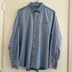 Dkny Men Two Tone Shirt Medium 100% Cotton Effortless Business Casual Minimalist